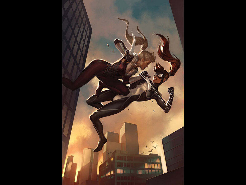 Two Superheroes Fighting