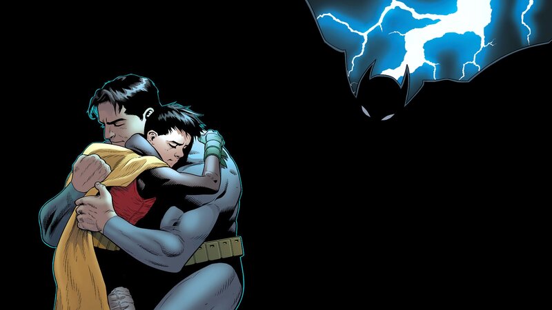 Two Superheroes Hugging — Black