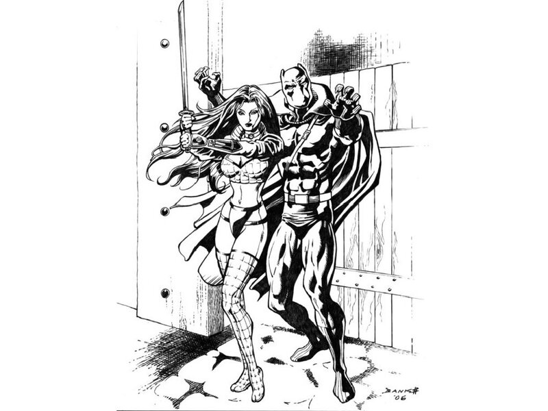 Two Superheroes in Action — Black