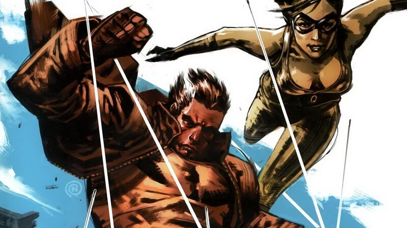 Two Superheroes in Action — Blue, Dramatic, Comic