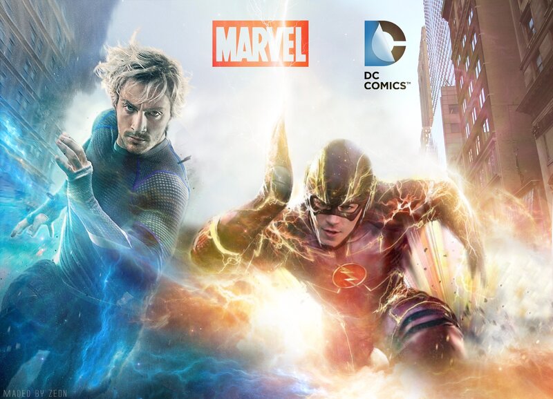 Two Superheroes in Action — Blue, Dramatic