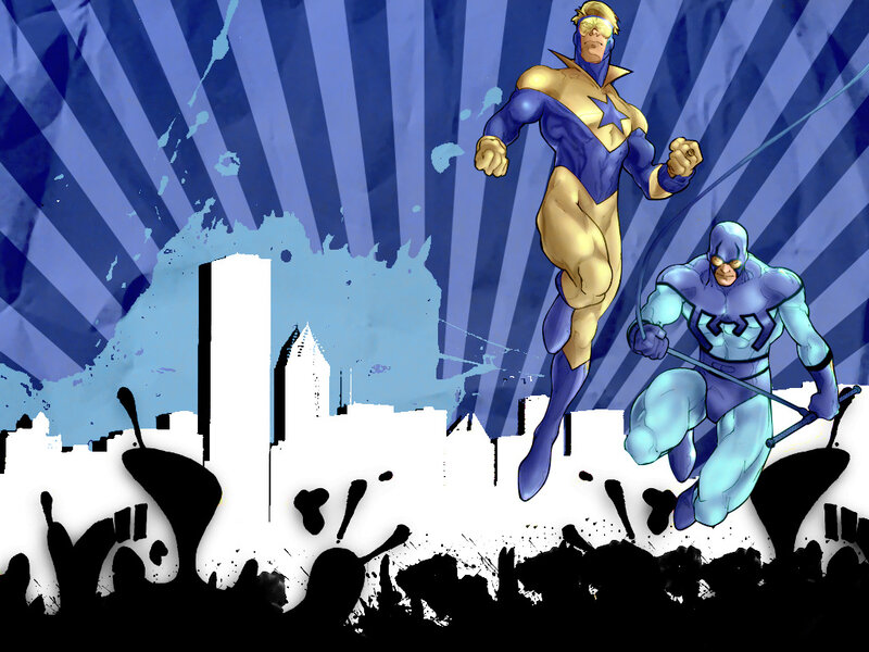 Two Superheroes in Action — Blue
