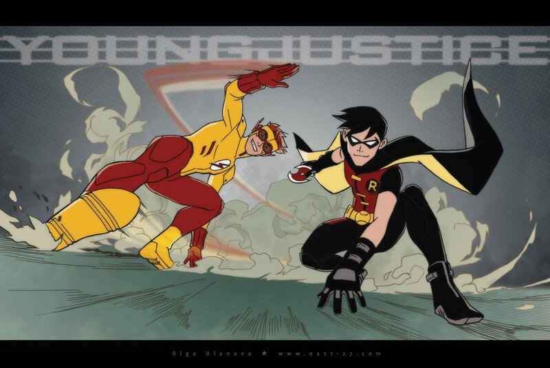 Two Superheroes in Action — Yellow