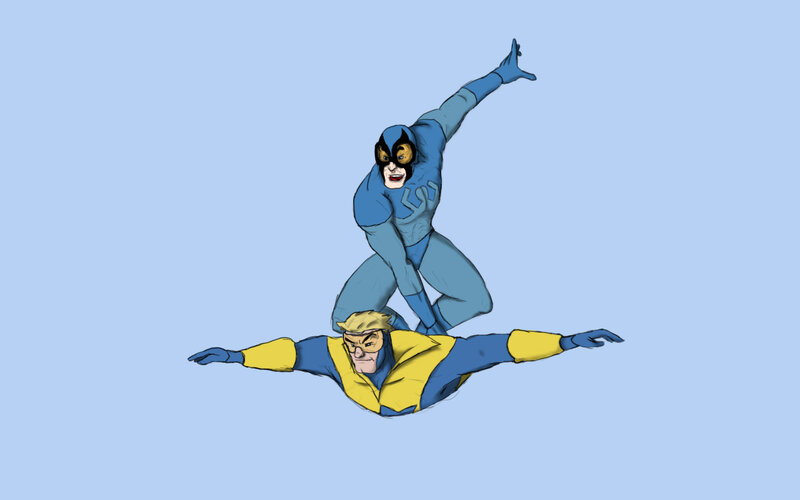 Two Superheroes in Flight