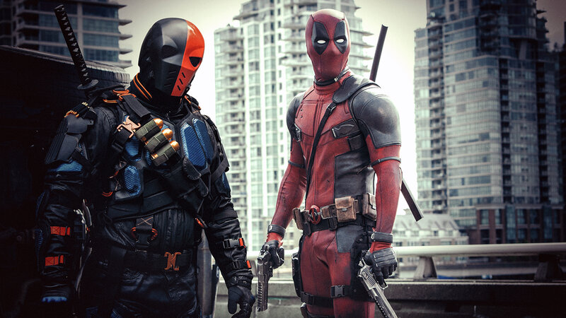 Two Superheroes Standing — Red, Dramatic