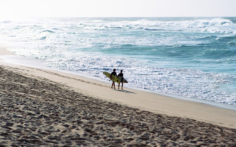 Two Surfers on Beach