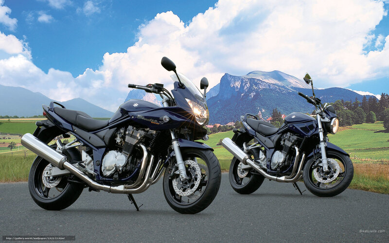 Two Suzuki motorcycles on a road