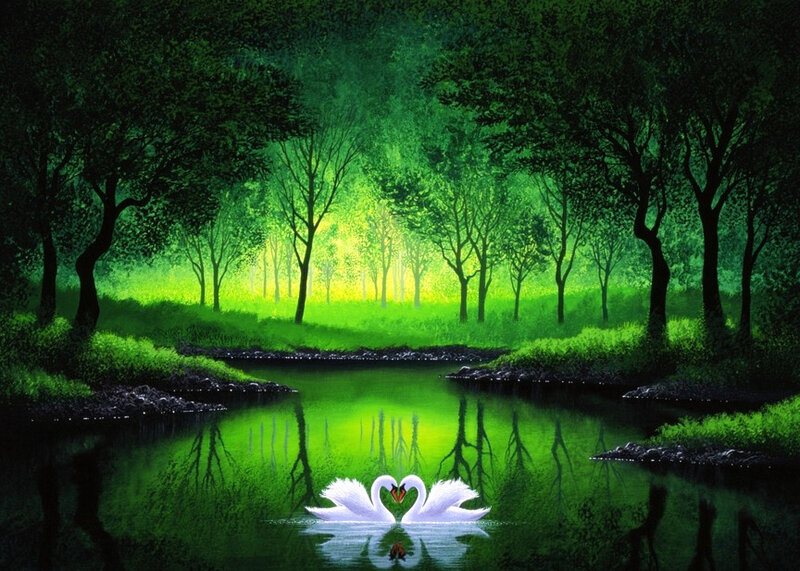 Two Swans in Heart Shape
