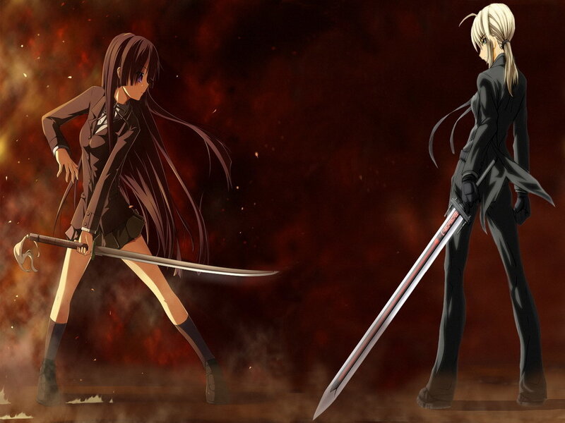 Two sword-wielding anime characters
