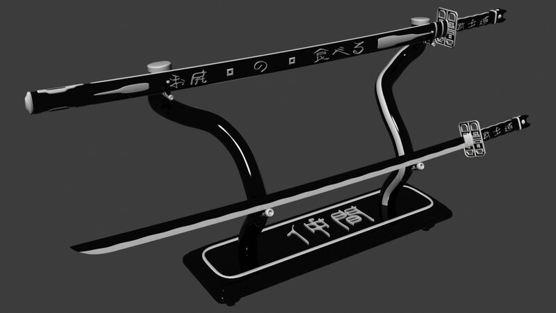 Two swords on display stand