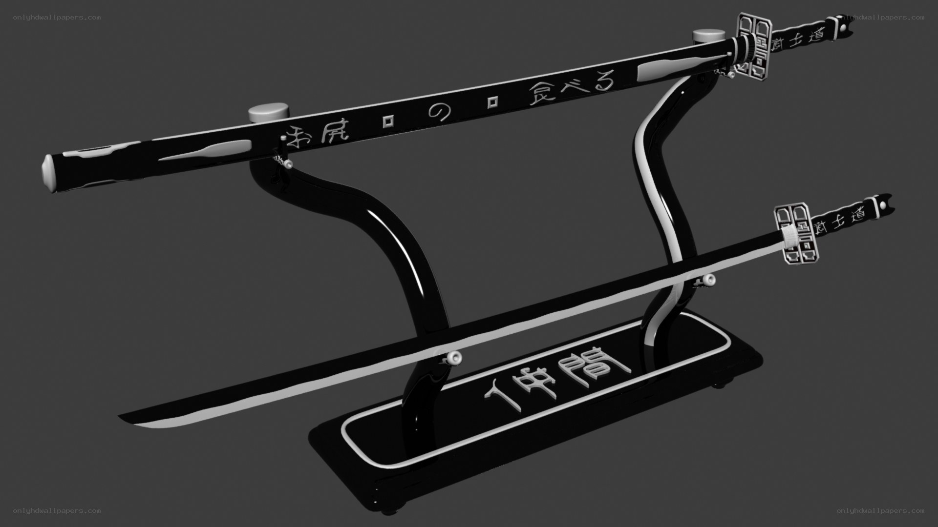 Two swords on display stand