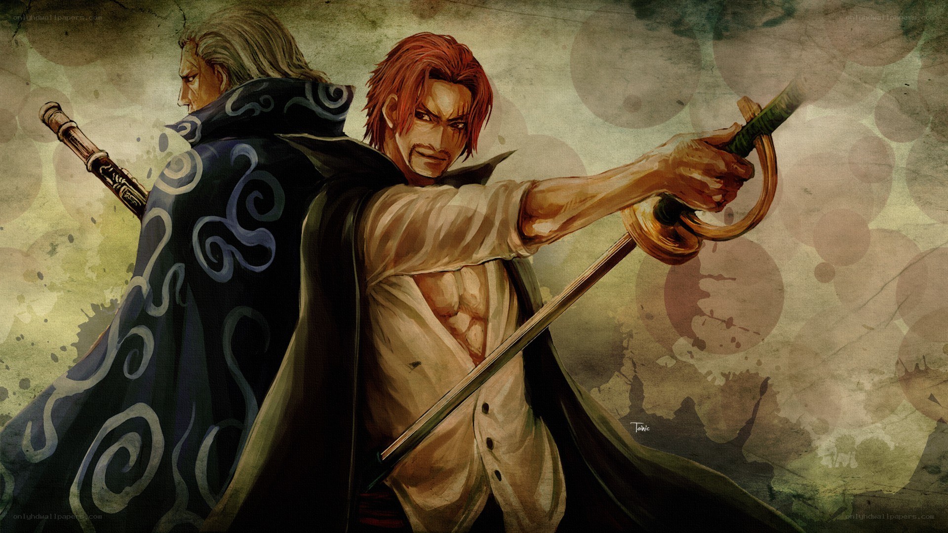 Two swordsmen in a dramatic pose