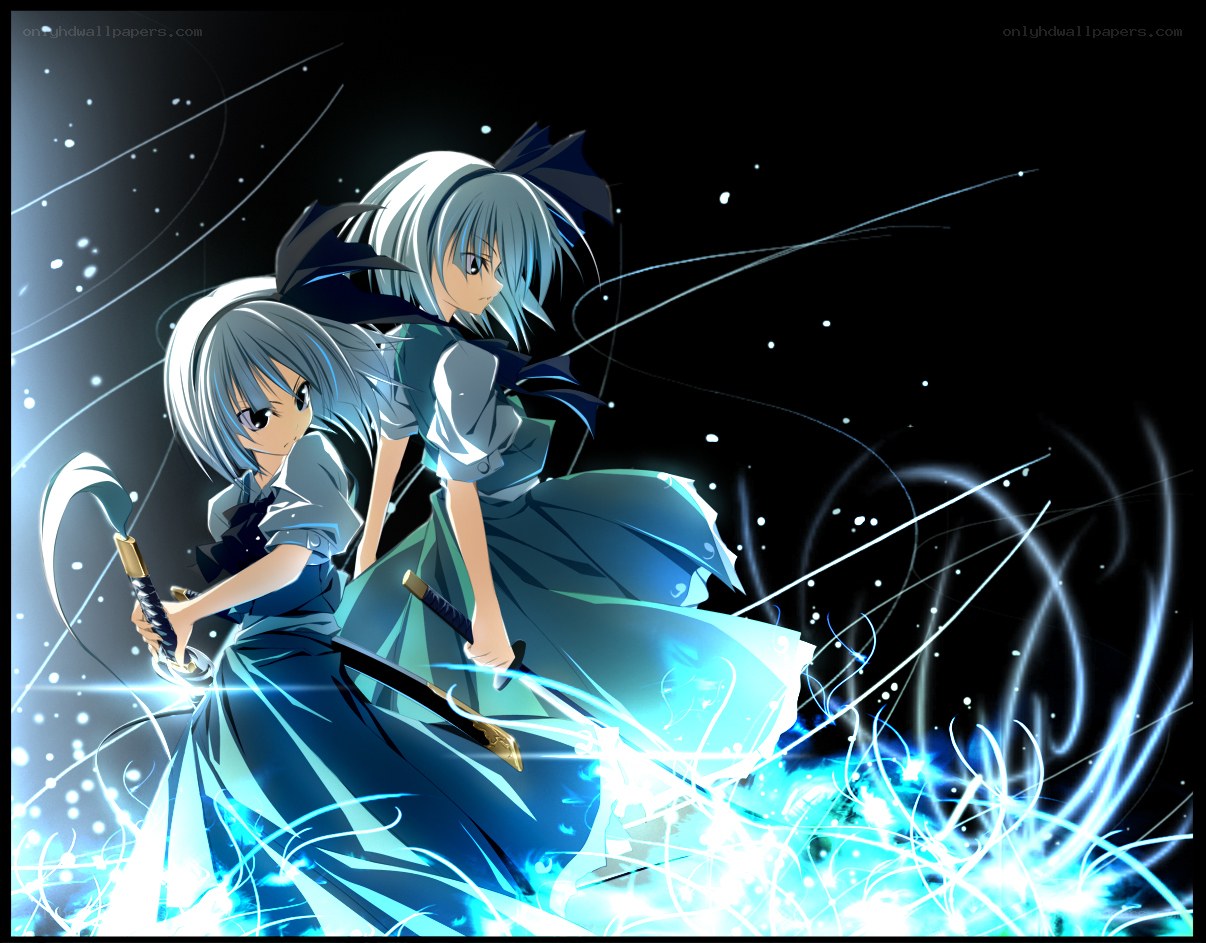 two swordswomen in action
