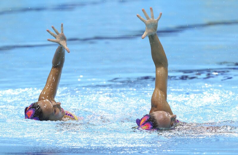 Two Synchronized Swimmers — Blue