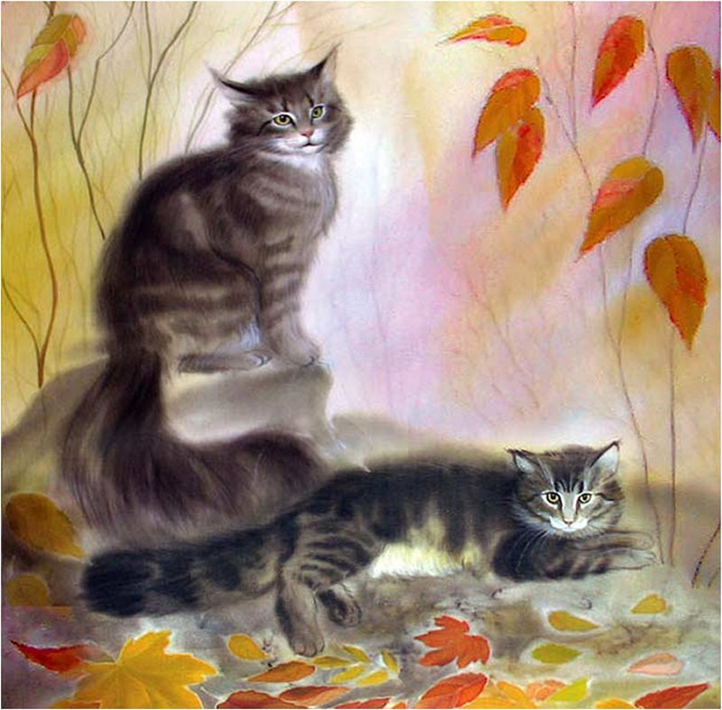 Two Tabby Cats — Yellow