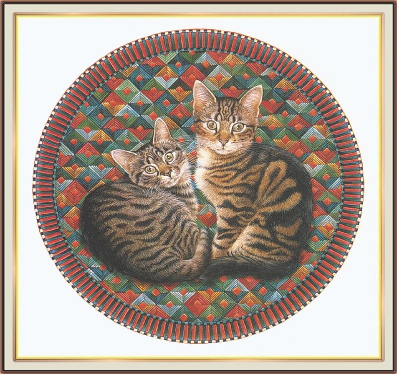 Two Tabby Kittens — Brown, Calm, Illustration, Plate