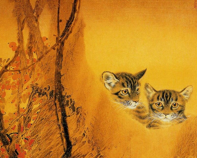 Two Tabby Kittens — Yellow