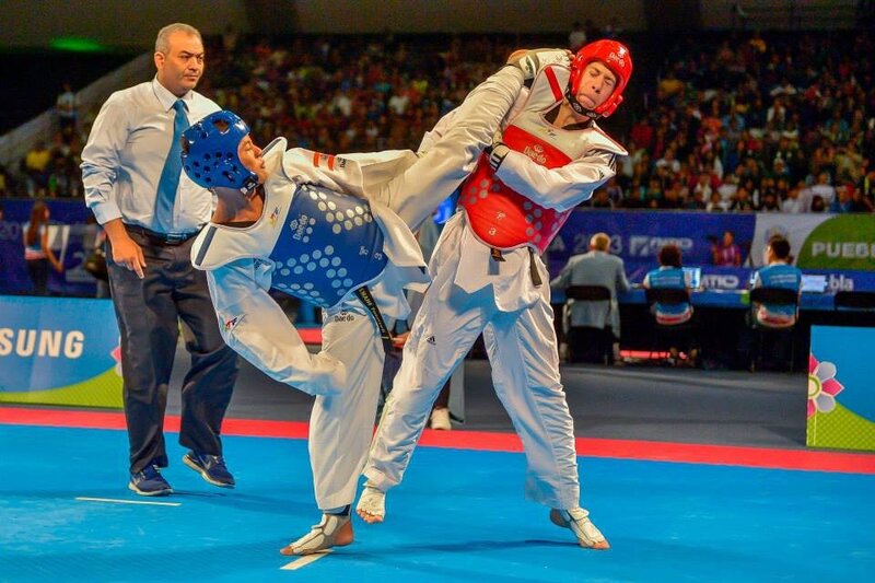 Two Taekwondo Fighters — Blue, Intense, Photograph