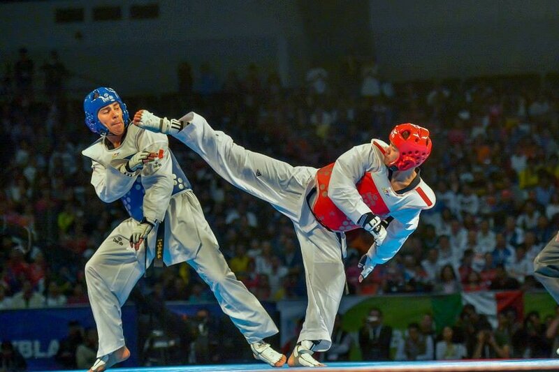 Two Taekwondo Fighters — White, Intense