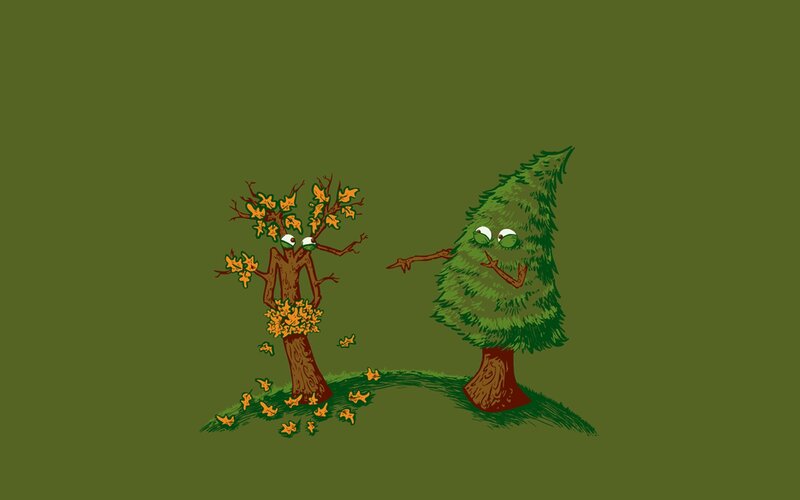 Two talking trees cartoon