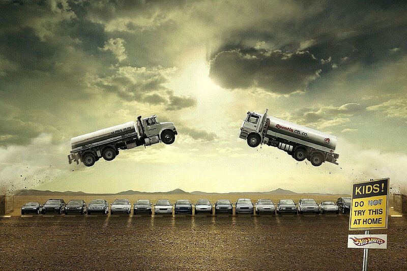 Two Tanker Trucks in Air
