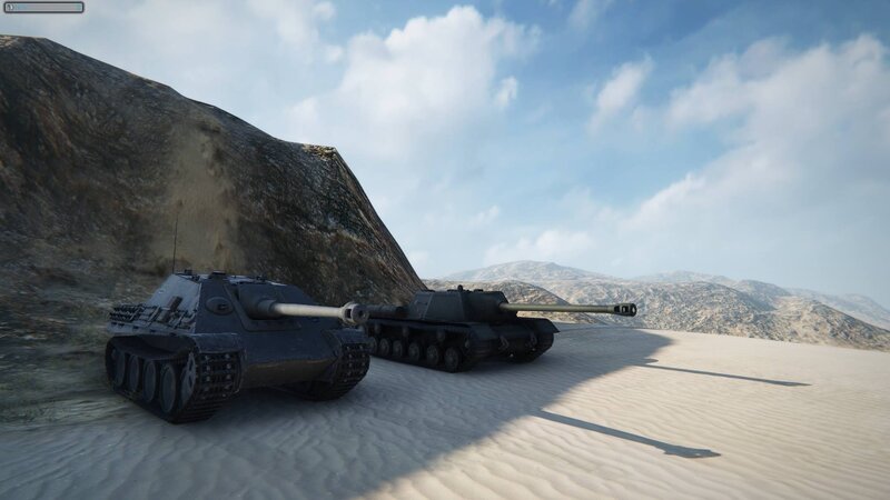 Two Tanks in Desert — Gray