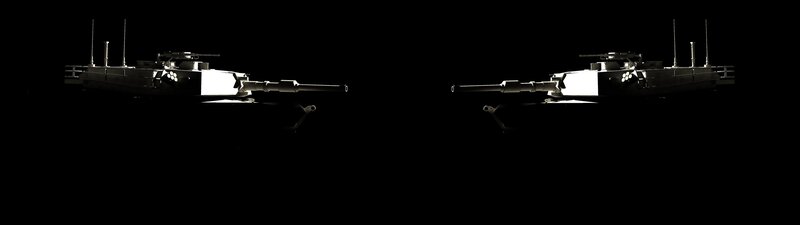 Two tanks in silhouette