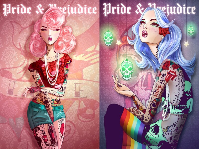Two Tattooed Women — Pink
