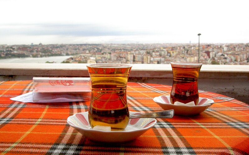 Two Tea Glasses on Table