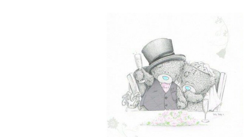 Two Teddy Bears at Wedding