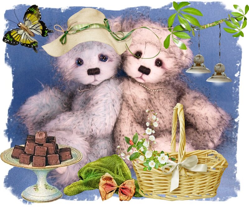 Two Teddy Bears — Blue, Serene, Spring