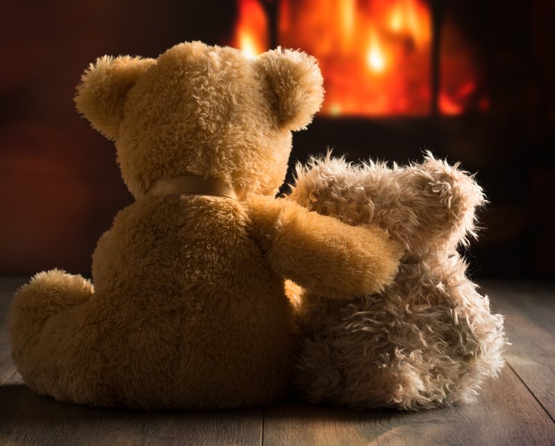 Two Teddy Bears — Brown, Cozy, Night