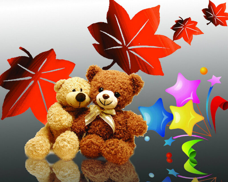 Two Teddy Bears — Brown, Festive
