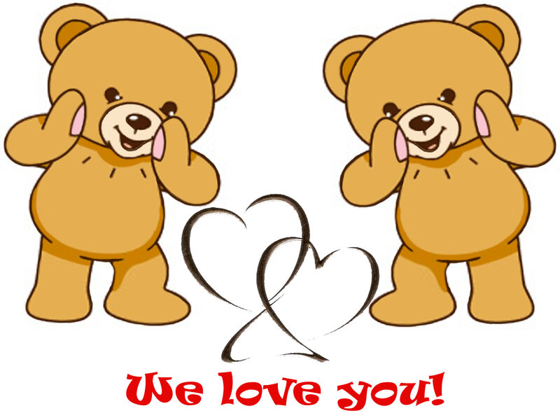 Two Teddy Bears — Brown, Happy