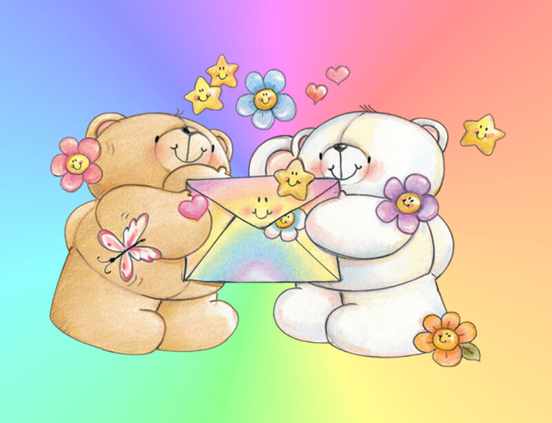 Two Teddy Bears Exchanging Letter