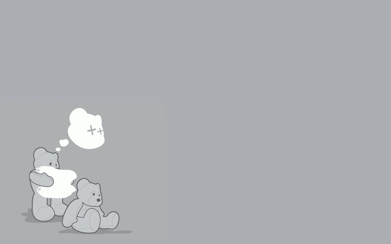 Two Teddy Bears — Gray, Calm