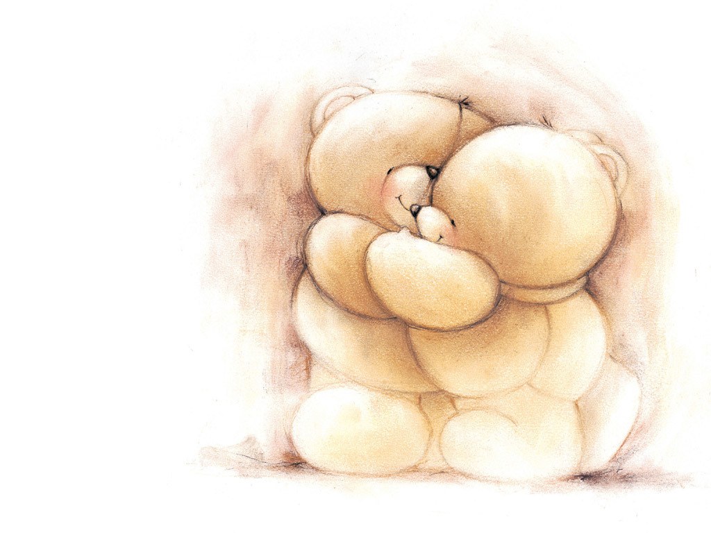 two teddy bears hugging