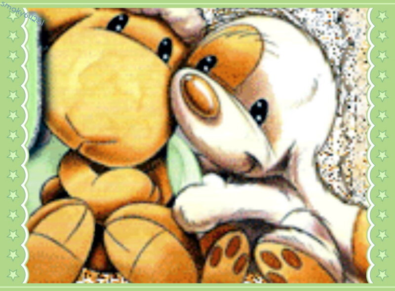 two teddy bears hugging