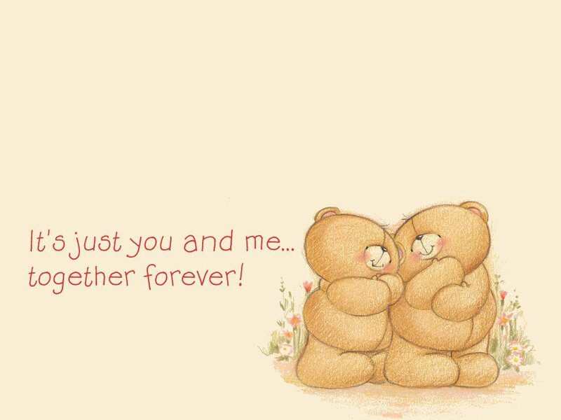Two Teddy Bears Hugging — Beige, Sweet, Illustration, Flowers