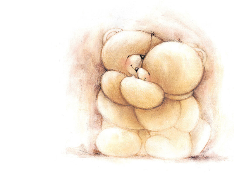 Two Teddy Bears Hugging — Beige, Tender
