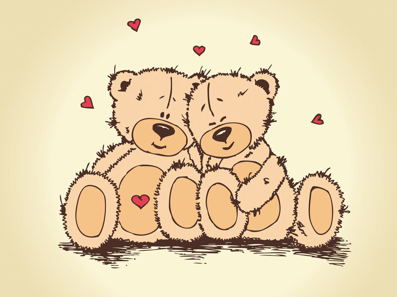 Two Teddy Bears Hugging — Beige