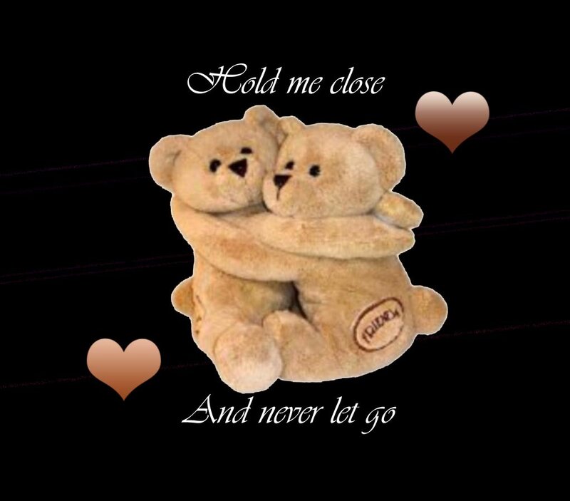 Two Teddy Bears Hugging — Black
