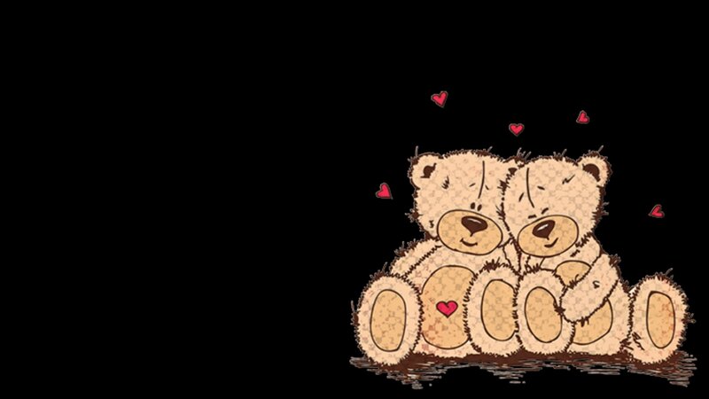 Two Teddy Bears Hugging — Brown, Affectionate, Illustration