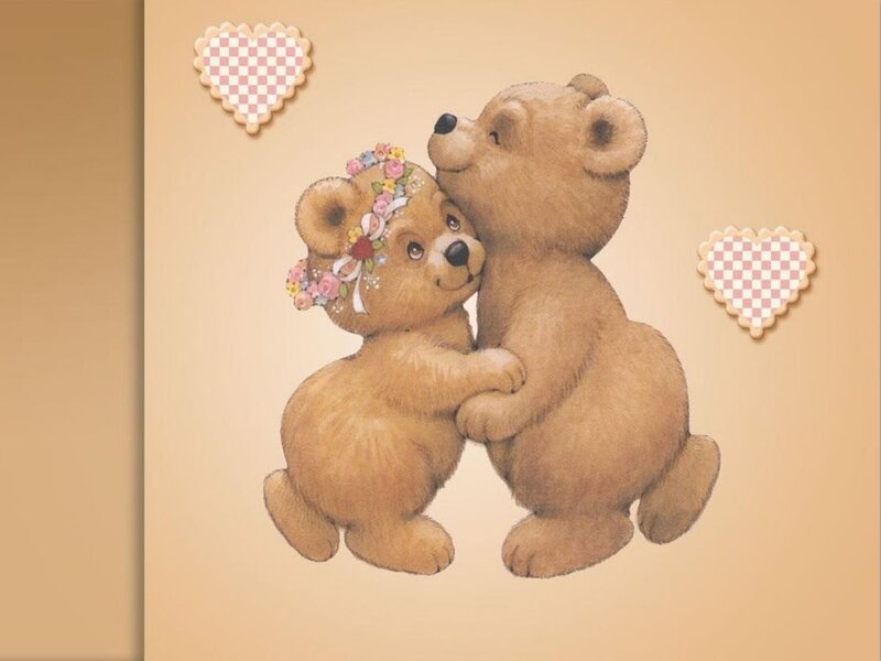 Two Teddy Bears Hugging — Brown, Affectionate