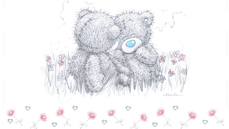 Two Teddy Bears Hugging — Gray