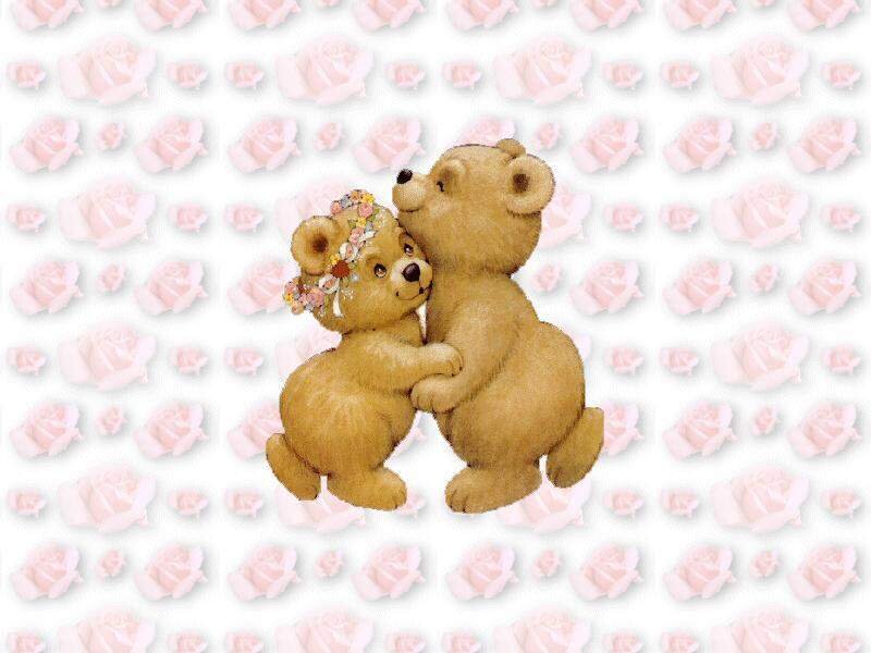 Two Teddy Bears Hugging — Pink, Sweet