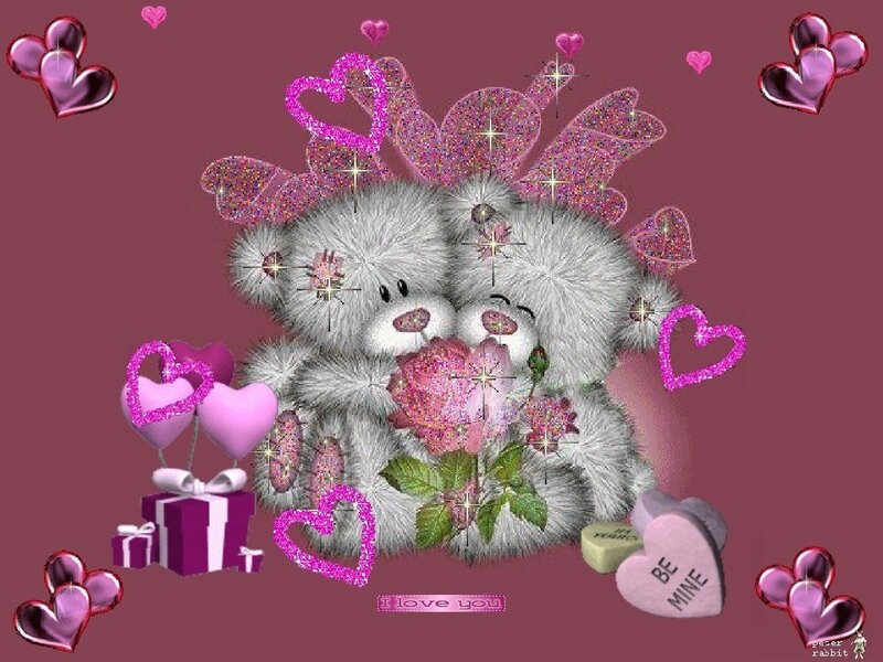 Two Teddy Bears Hugging — Pink