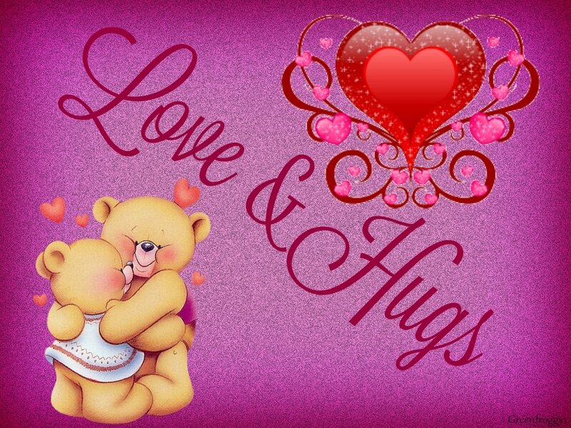 Two Teddy Bears Hugging — Purple, Affectionate