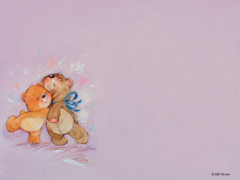 Two Teddy Bears Hugging — Purple