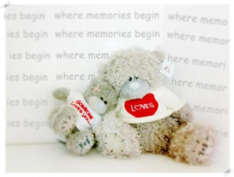 Two Teddy Bears Hugging — White